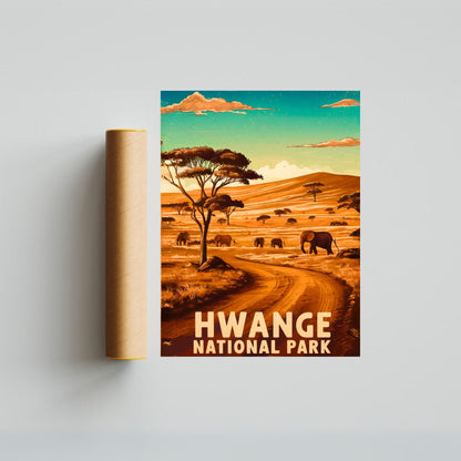 Hwange Vintage Travel Poster -  Rich Wildlife