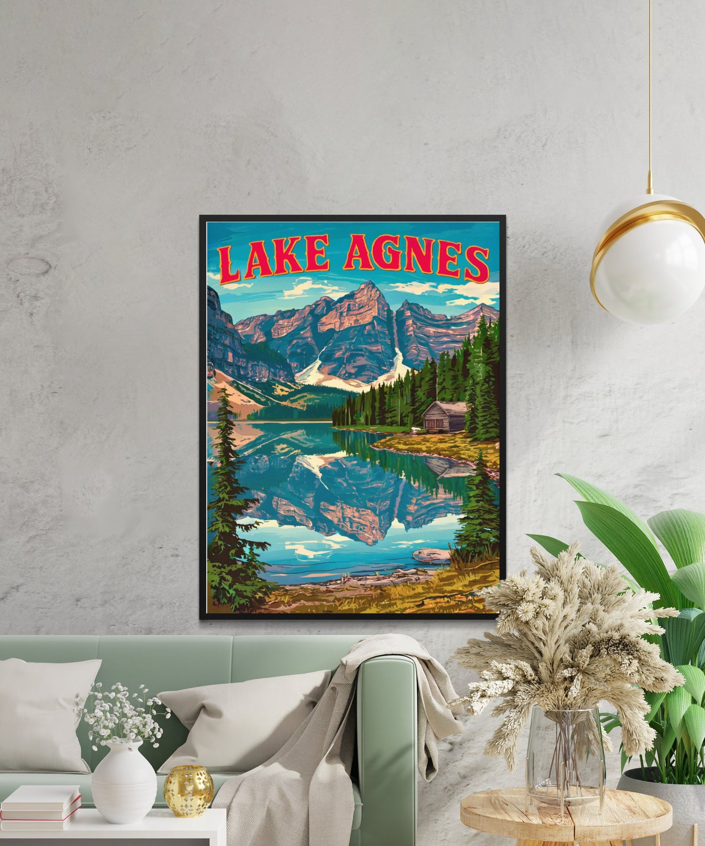 Lake Agnes Vintage Travel Poster - Serene Lake