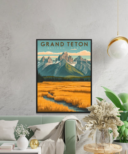 Grand Teton  Vintage Travel Poster