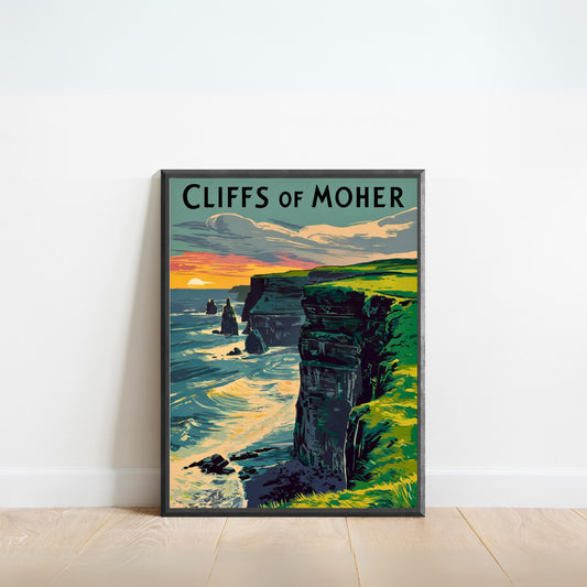 Cliffs of Moher Vintage Travel Poster