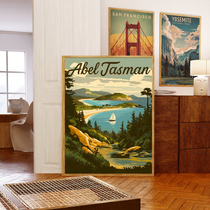 Abel Tasman Park  Vintage Travel Poster - Scenic Trails