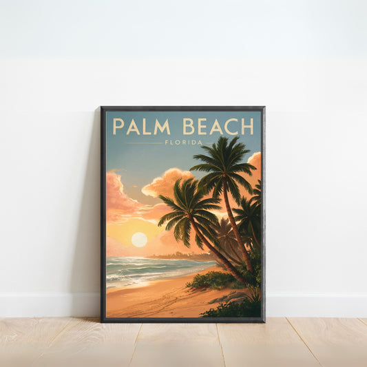 Palm Beach Vintage Travel Poster - Oceanfront Charm