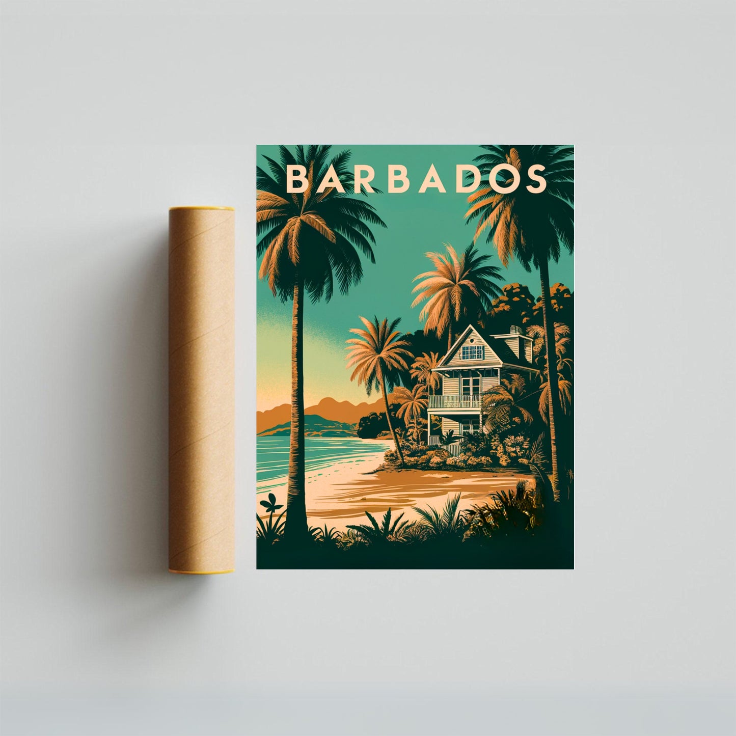 Barbados Vintage Travel Poster - Crystal Waters