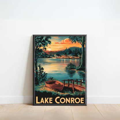 Lake Conroe Vintage Travel Poster - Crystal Clear