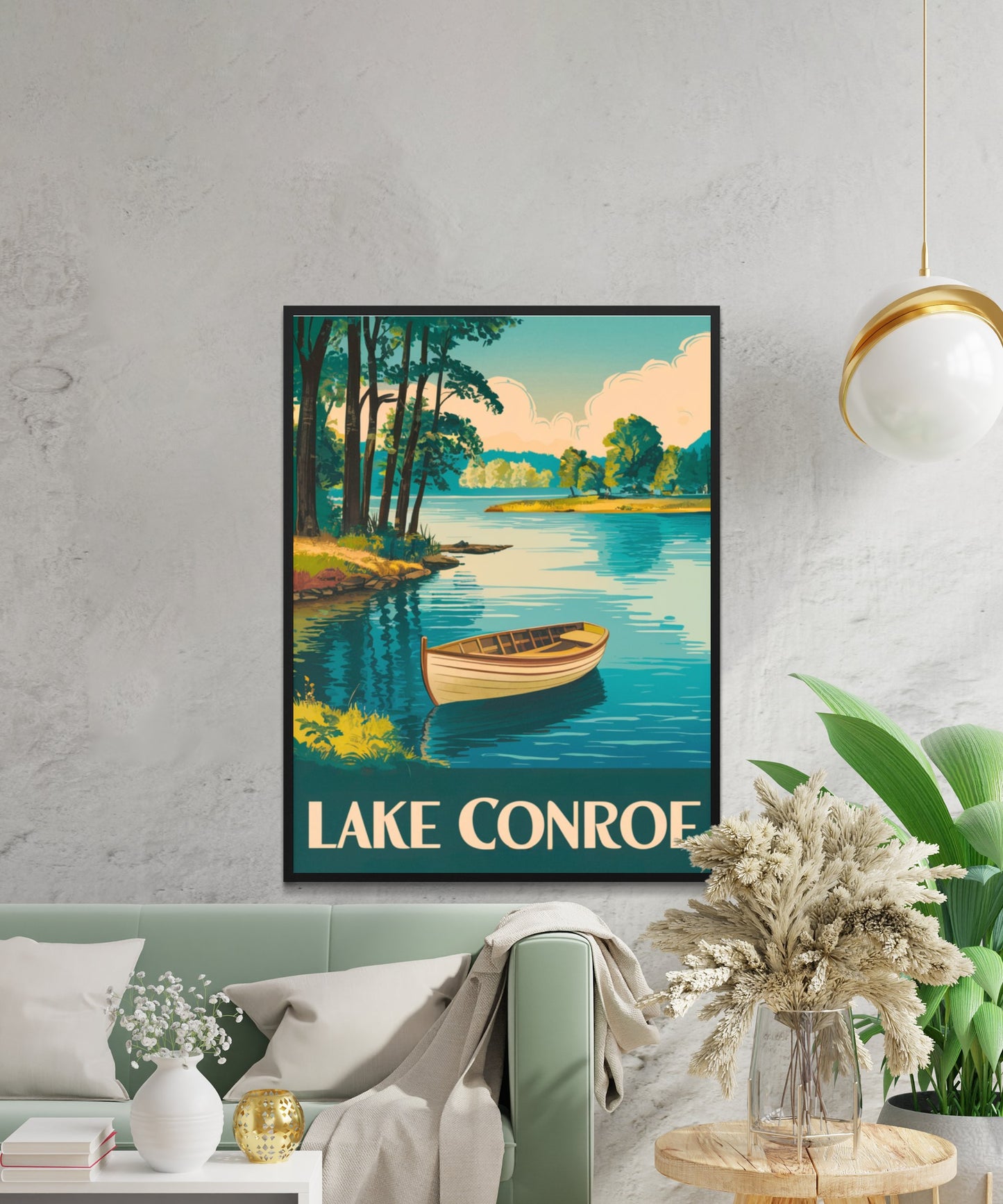 Lake Conroe Vintage Travel Poster - Serene Waters