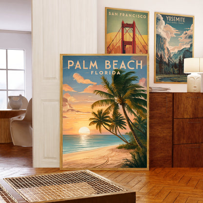 Palm Beach Vintage Travel Poster - Coastal Elegance