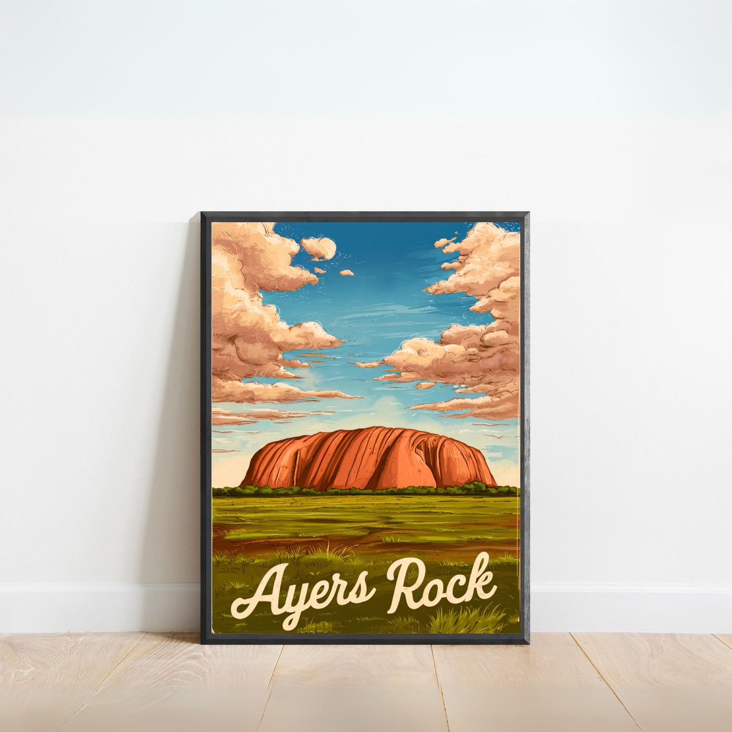 Ayers Rock Vintage Travel Poster - Majestic Natural Wonder