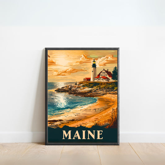 Maine Vintage Travel Poster