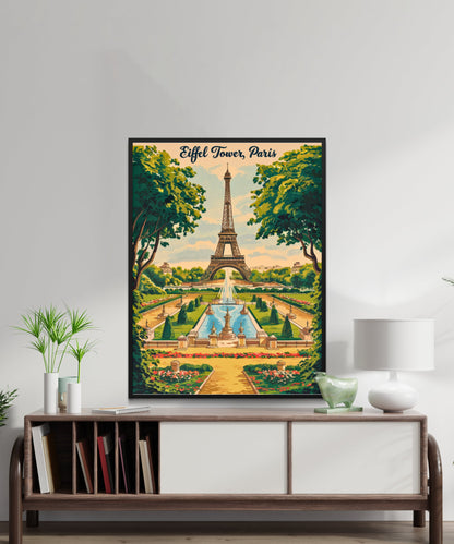 Eiffel Tower Vintage Travel Poster -Iconic Parisian Elegance