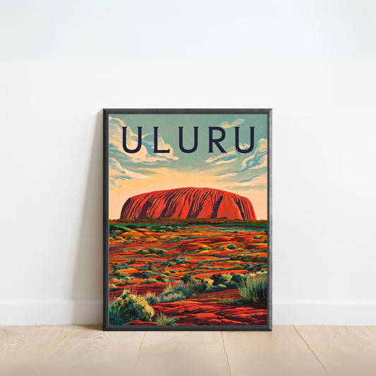 Uluru Rocks Vintage Travel Poster - Ayers Rock