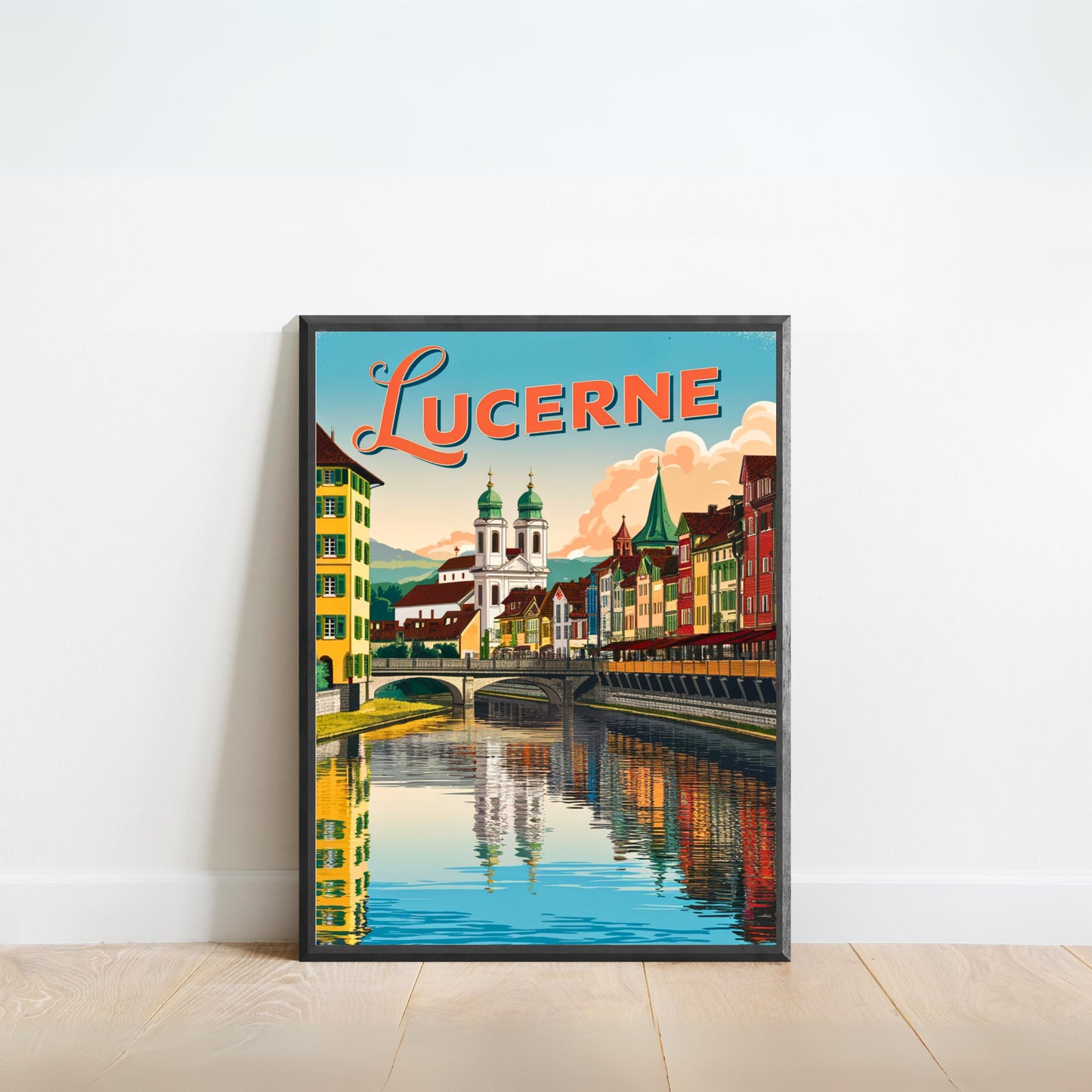 Lucerne Vintage Travel Poster - Swiss Lakeside Charm