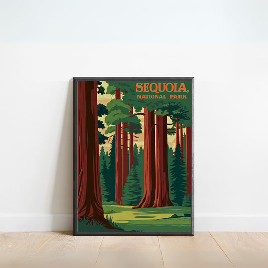 Sequoia National Park Vintage Travel Poster - Trees and Landscapes