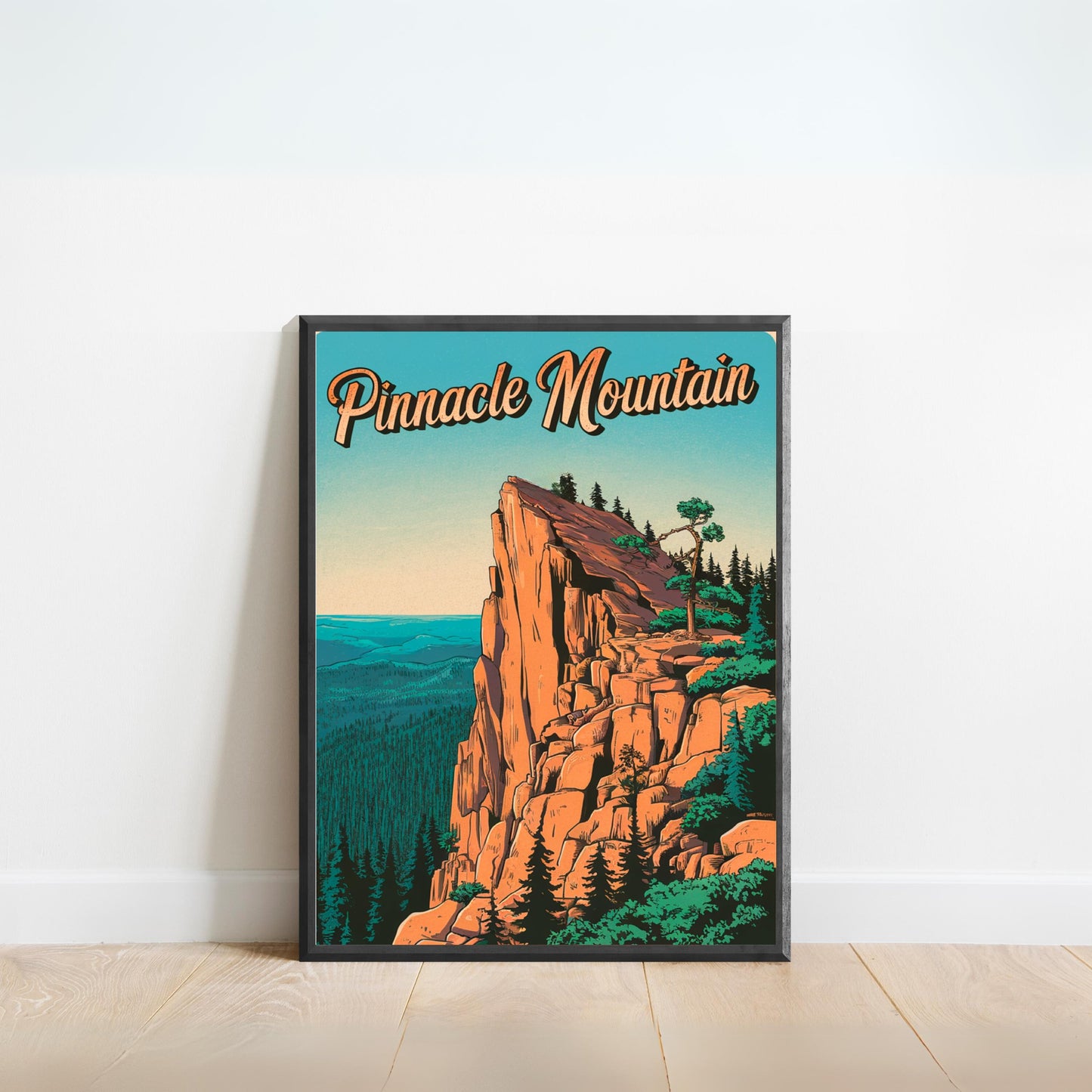 Pinnacle Mountain Vintage Travel Poster