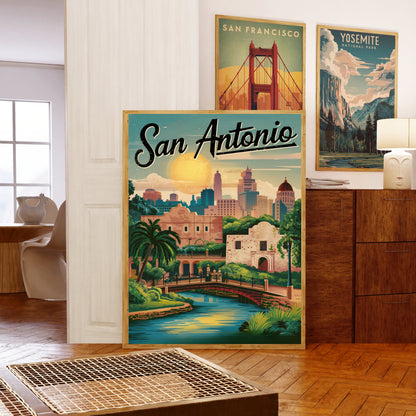 San Antonio Vintage Travel Poster - Beautiful Views