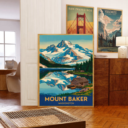 Mount Baker Vintage Travel Poster - Timeless Pacific Northwest Majesty