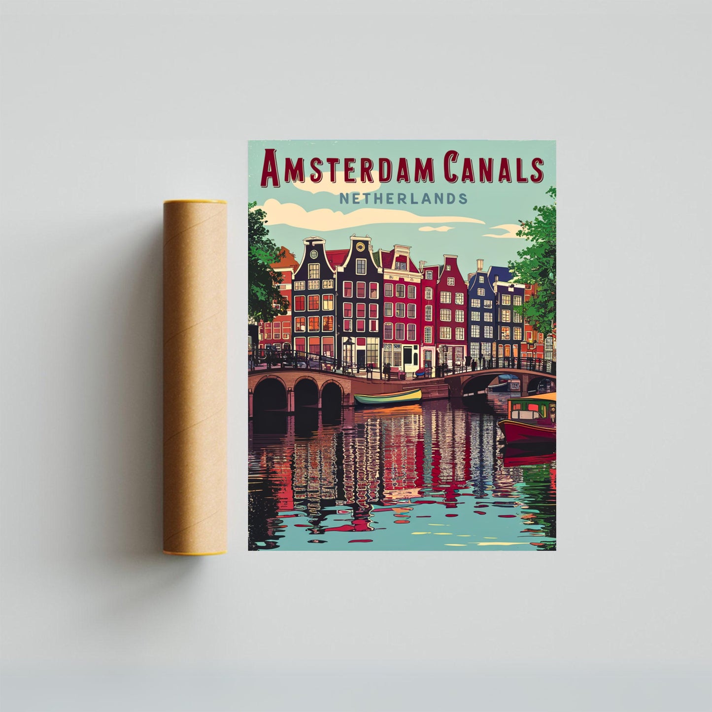 Amsterdam Vintage Travel Poster - Timeless Beauty