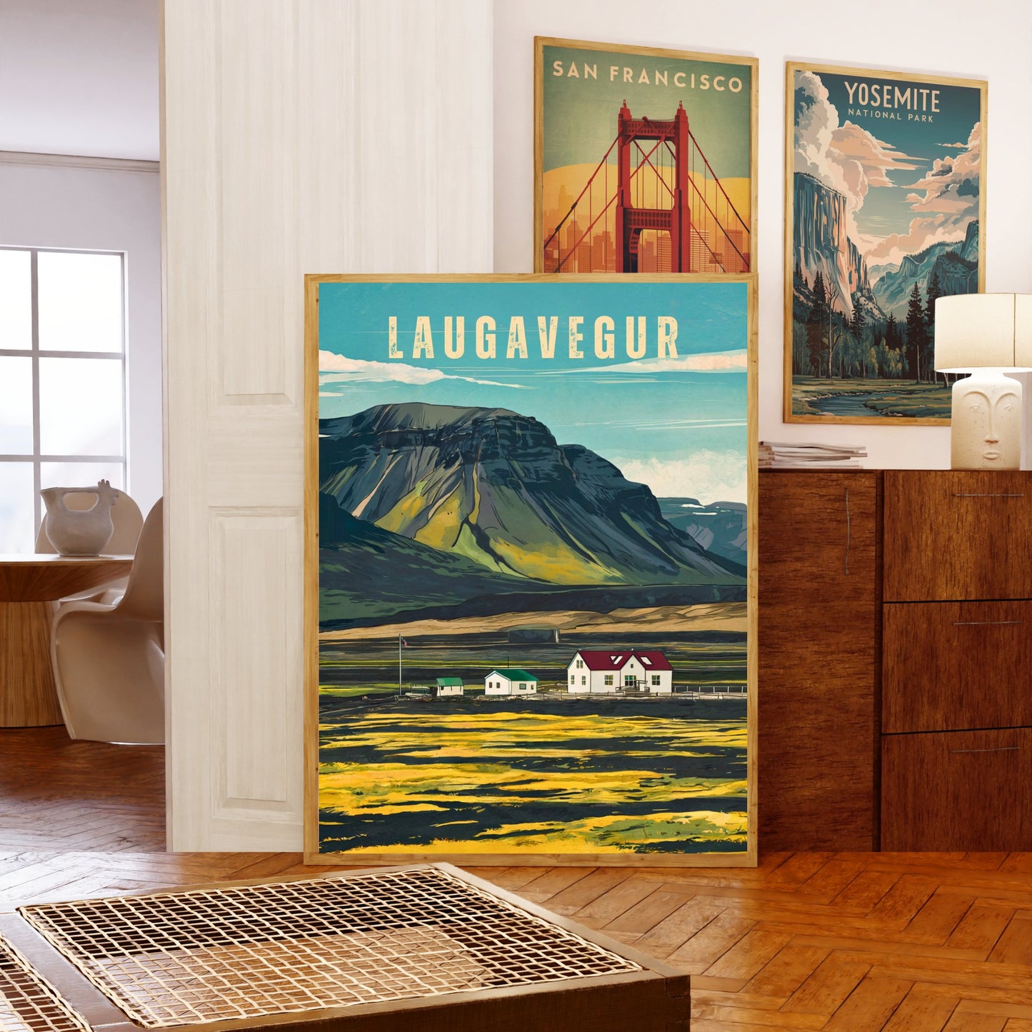 Laugavegur Vintage Travel Poster - Adventure in Iceland’s Rugged Beauty