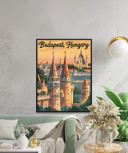 Budapest Vintage Travel Poster - Heart of Hungary