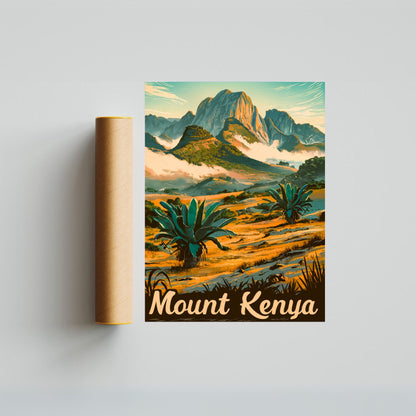 Mount Kenya Vintage Travel Poster