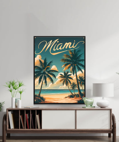 Miami Vintage Travel Poster - Oceanfront City