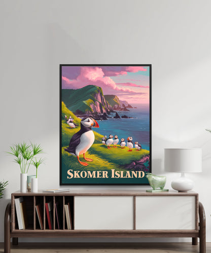 Skomer Island Vintage Travel Poster