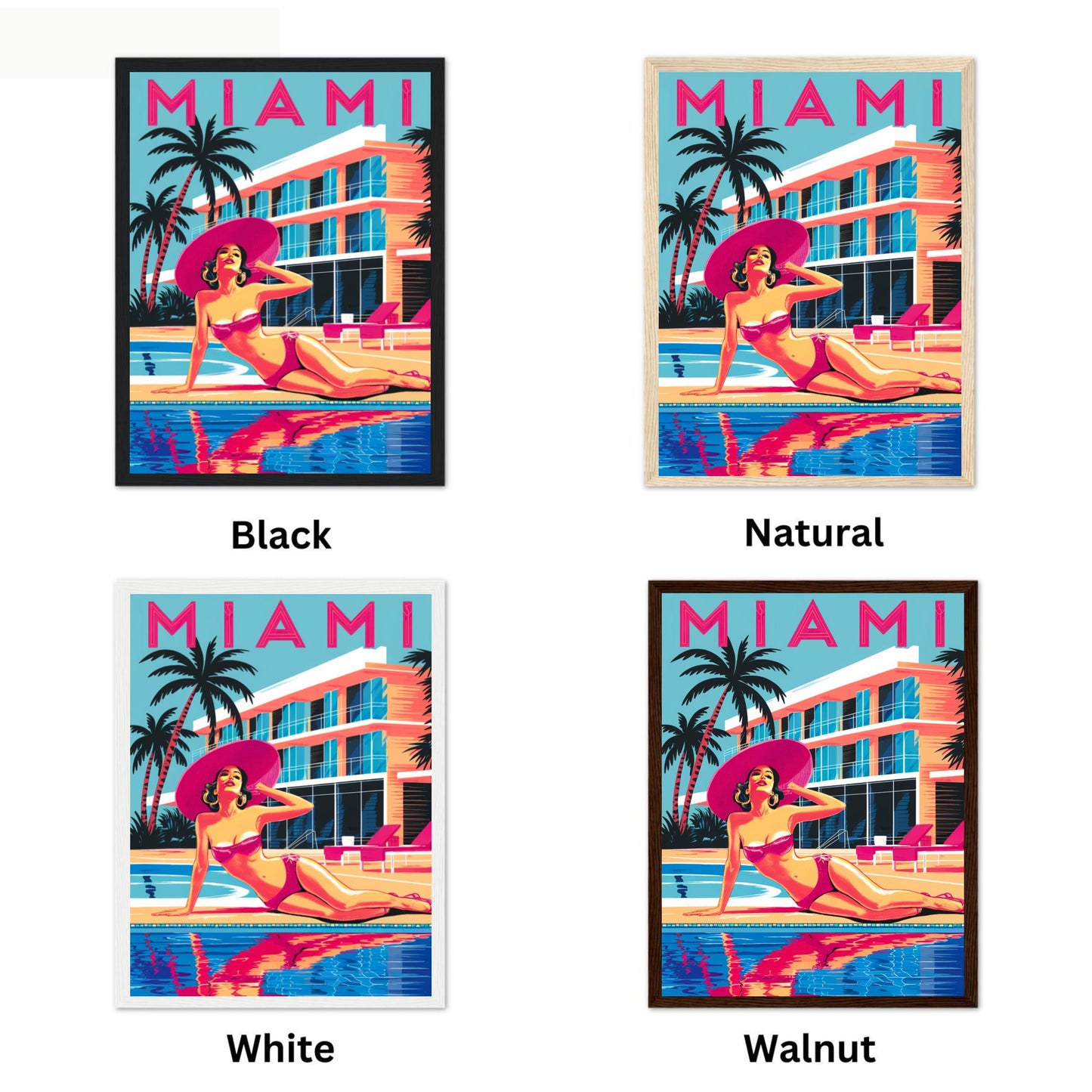 Miami Vintage Travel Poster - Tropical Vibes