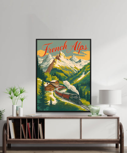 French Alps Vintage Travel Poster - Beautiful Views