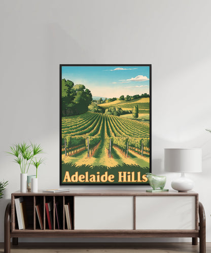 Adelaide Hills Vintage Travel Poster - Scenic Mountain Views