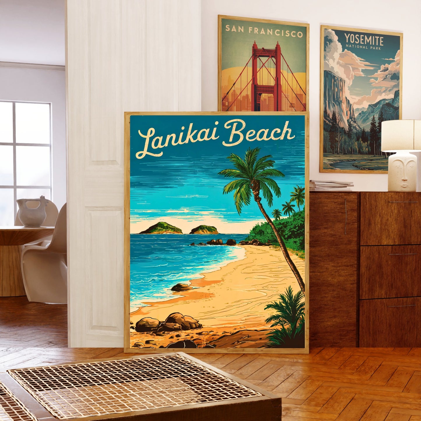 Lanikai Beach Vintage Travel Poster - Paradise on the Hawaiian Shores