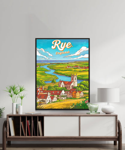 Rye Vintage Travel Poster - Cobblestone Streets