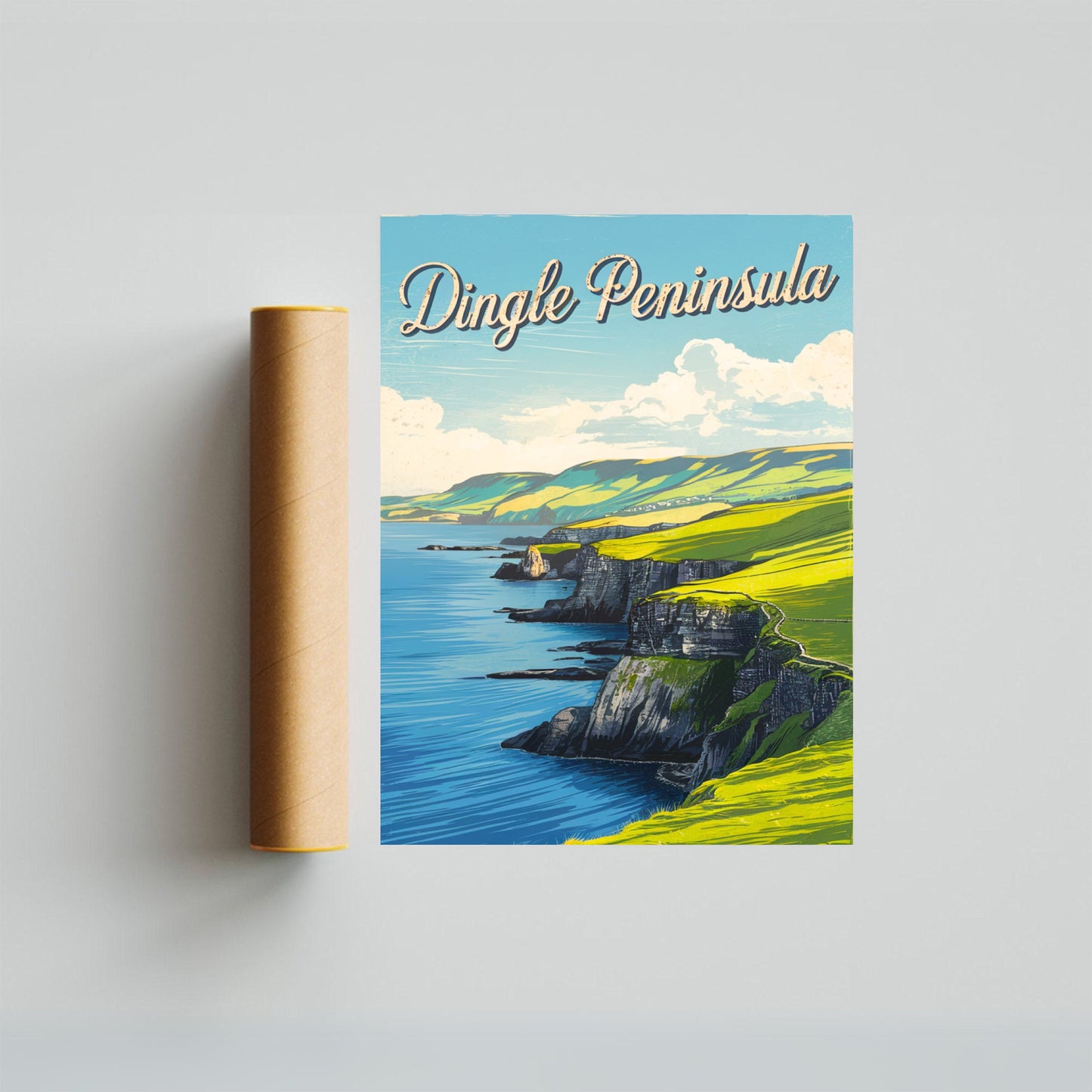 Dingle Peninsula Vintage Travel Poster - Green Spaces