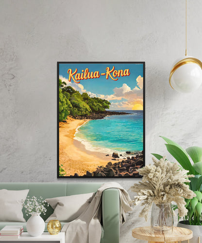 Kailua-Kona Vintage Travel Poster - Heart of Hawaii’s Big Island