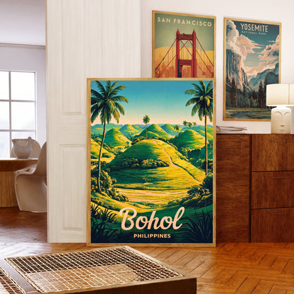 Bohol Vintage Travel Poster - Chocolate Hills