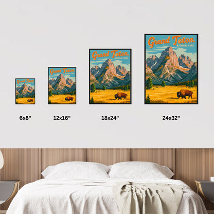 Grand Teton Vintage Travel Poster - Wildlife Haven