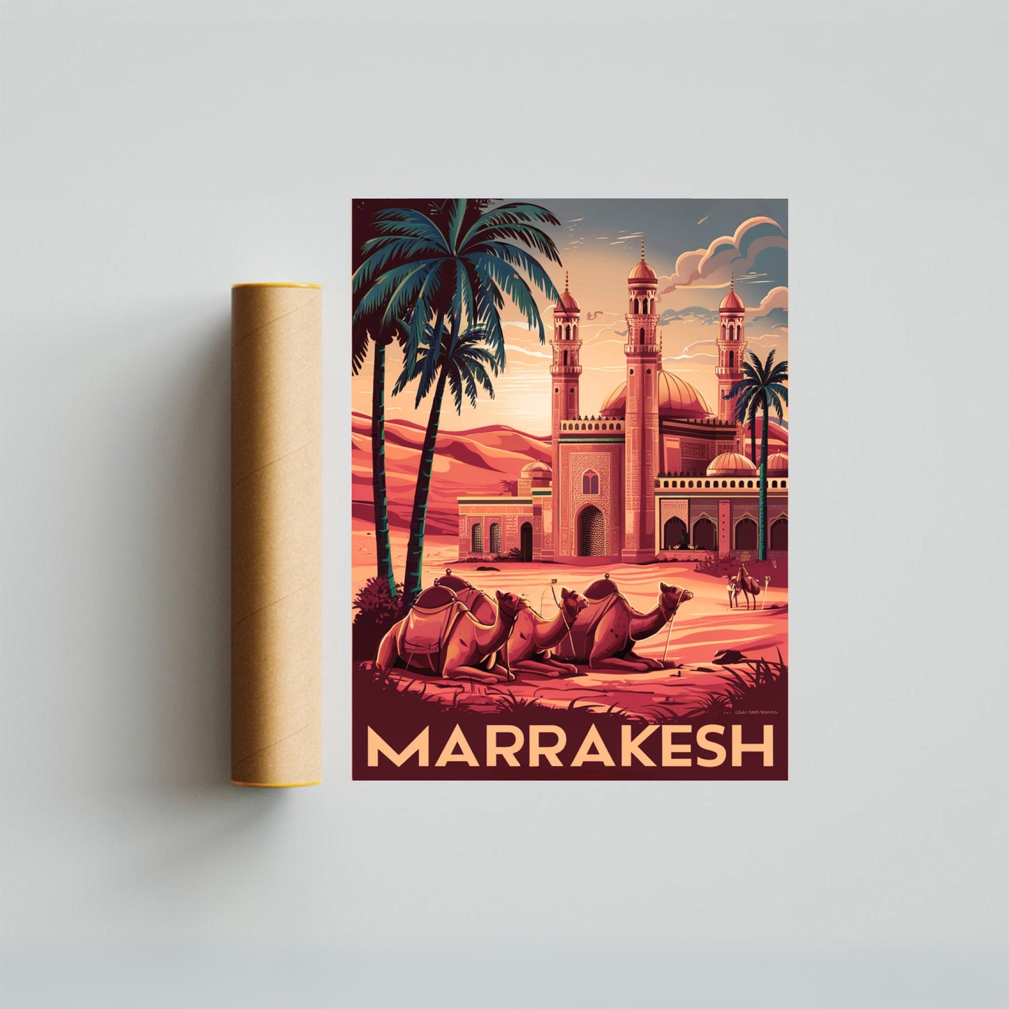 Marrakesh Vintage Travel Poster - Historic Medina