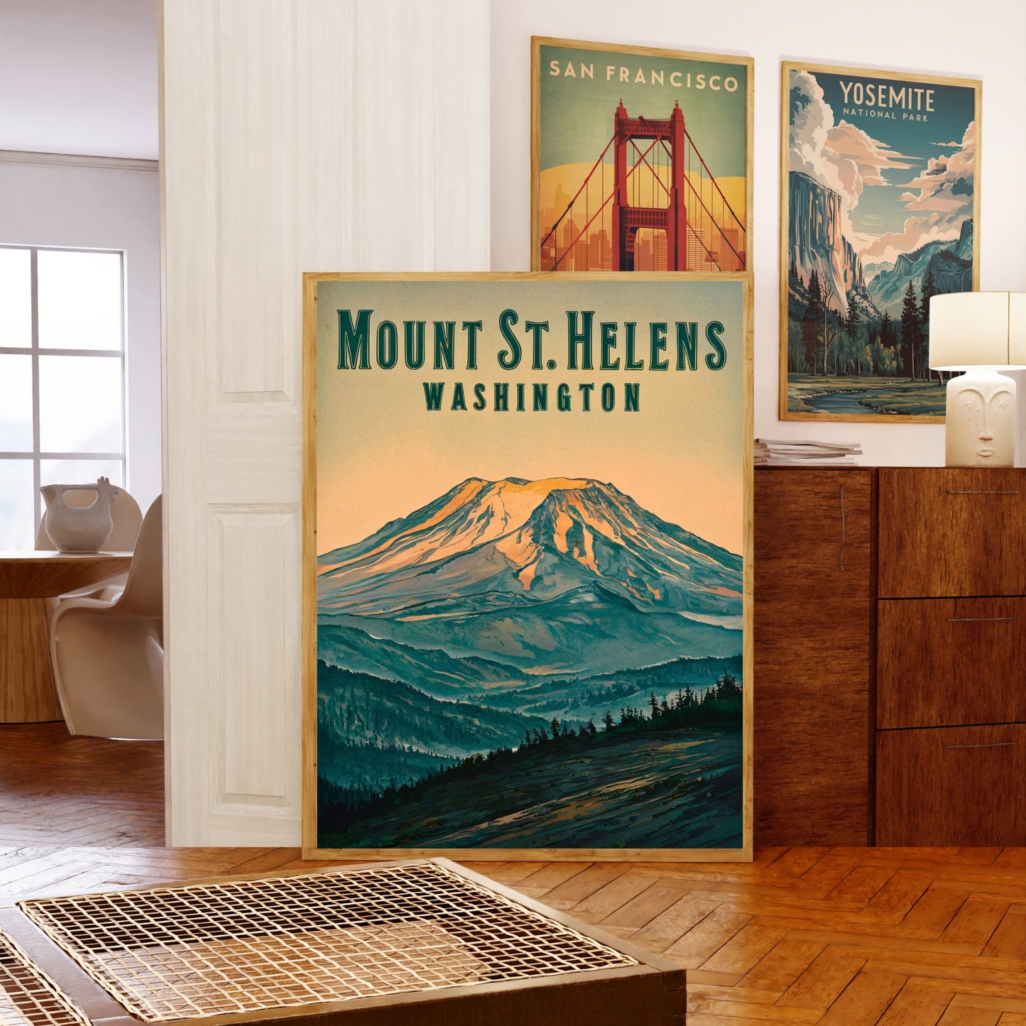 Mount St. Helens of China Vintage Travel Poster - Timeless Volcanic Majesty