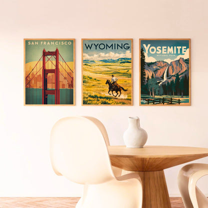 Wyoming  Vintage Travel Poster - The Wild Beauty of the Cowboy State