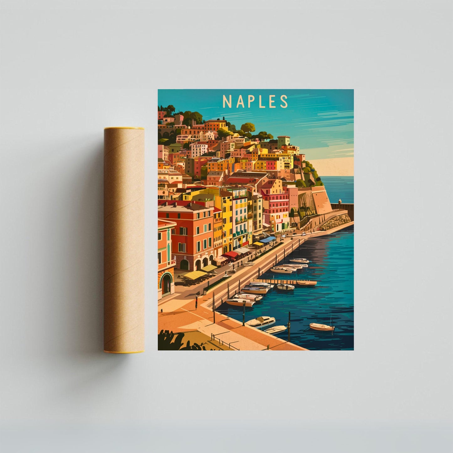 Naples Vintage Travel Poster - Historic Italian City