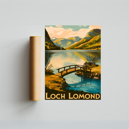 Loch Lomond Vintage Travel Poster - Mountain Beauty