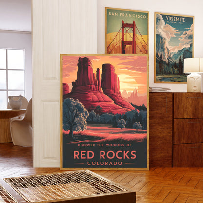 Red Rocks Vintage Travel Poster - Scenic Marvel