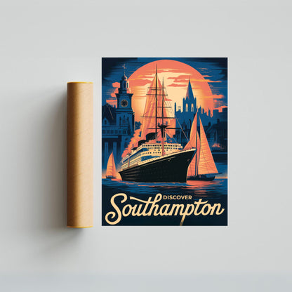 Southampton Vintage Travel Poster - Coastal Gateway