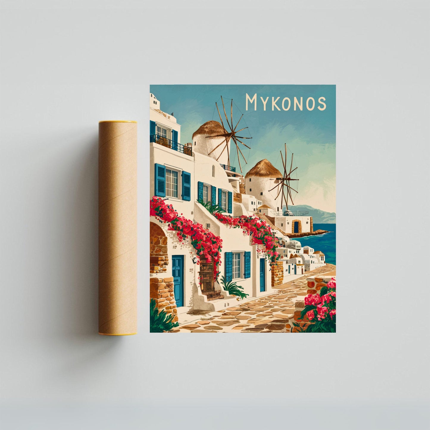 Mykonos Vintage Travel Poster