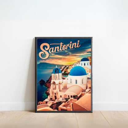 Santorini Vintage Travel Poster - Scenic Vistas