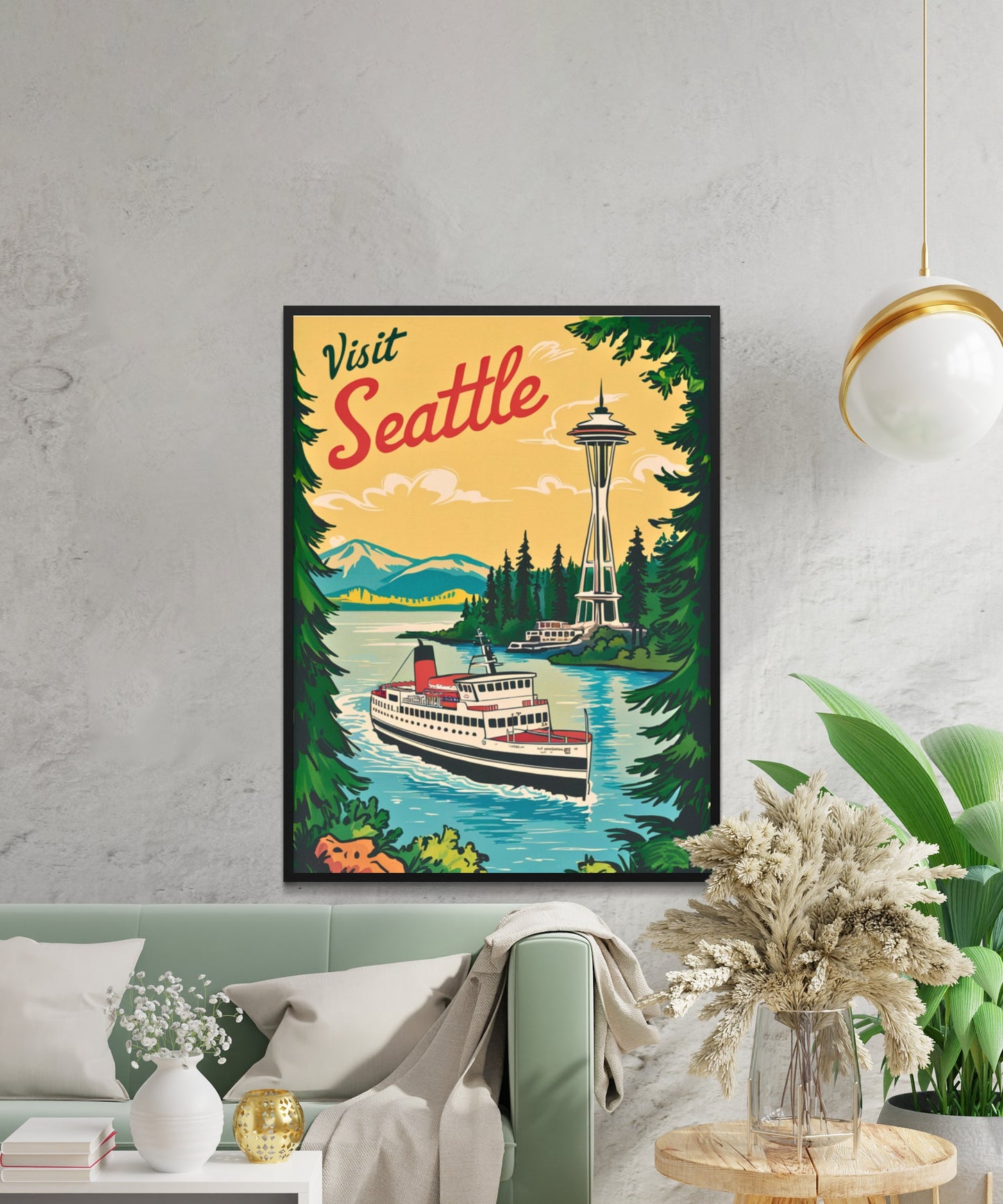 Seattle Vintage Travel Poster -  Pacific Northwest Charm