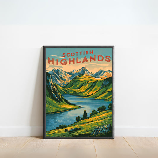 Scottish Highlands Vintage Travel Poster