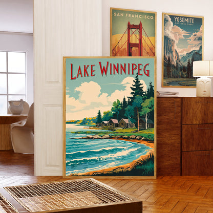 Lake Winnipeg Vintage Travel Poster - Expansive and Serene