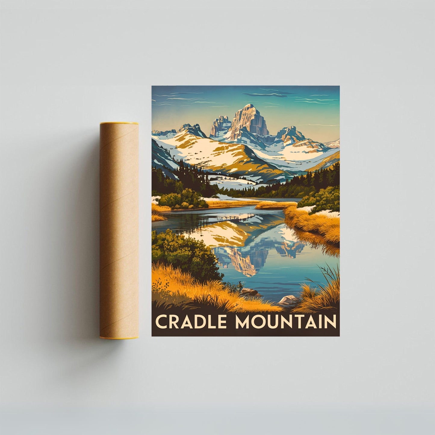 Cradle Mountains Vintage Travel Poster - Peaceful Peaks