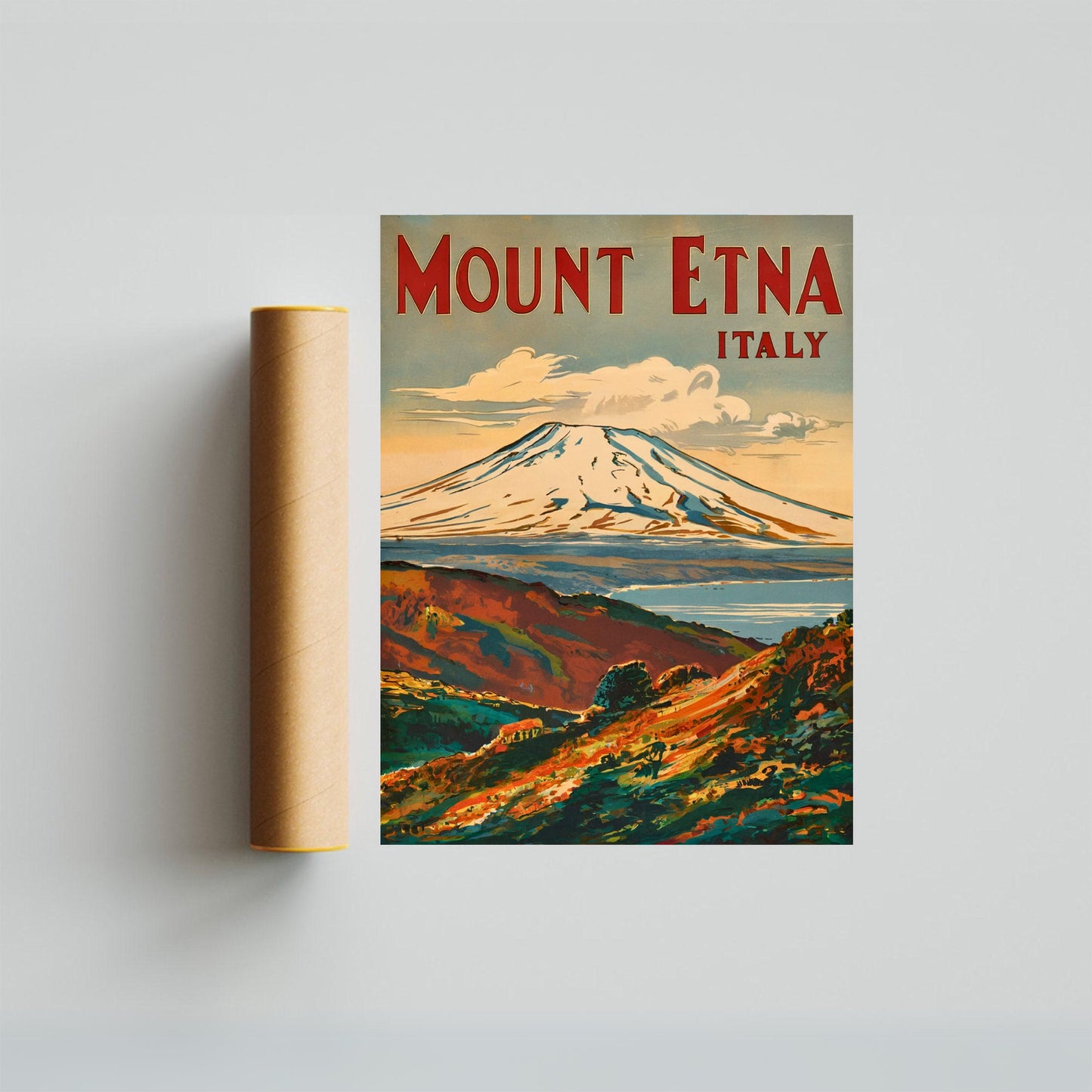 Mount Etna Vintage Travel Poster - Sicily's Fiery Wonder