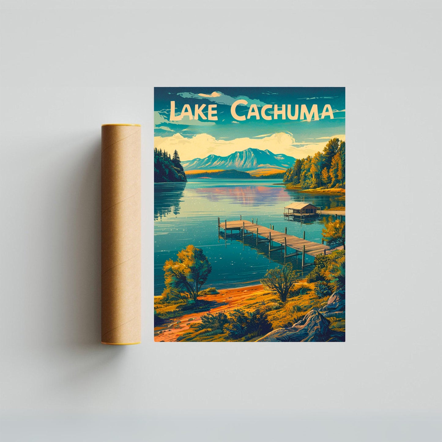 Lake Cachuma Vintage Travel Poster - Serene Waters