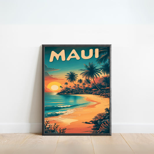 Maui Vintage Travel Poster - Tropical Paradise